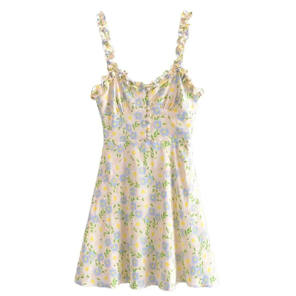 Zara Satin Effect Floral  Mini Dress Size Medium - Picture 2 of 10